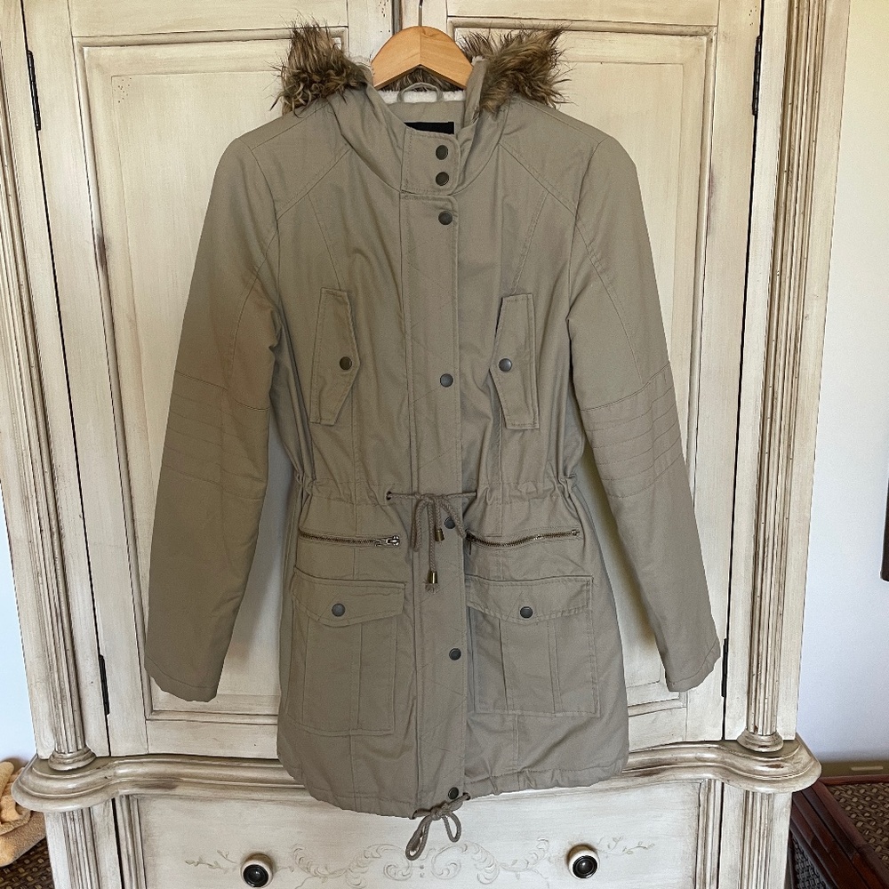 Glamsia Taupe Jacket with Hood Size Large